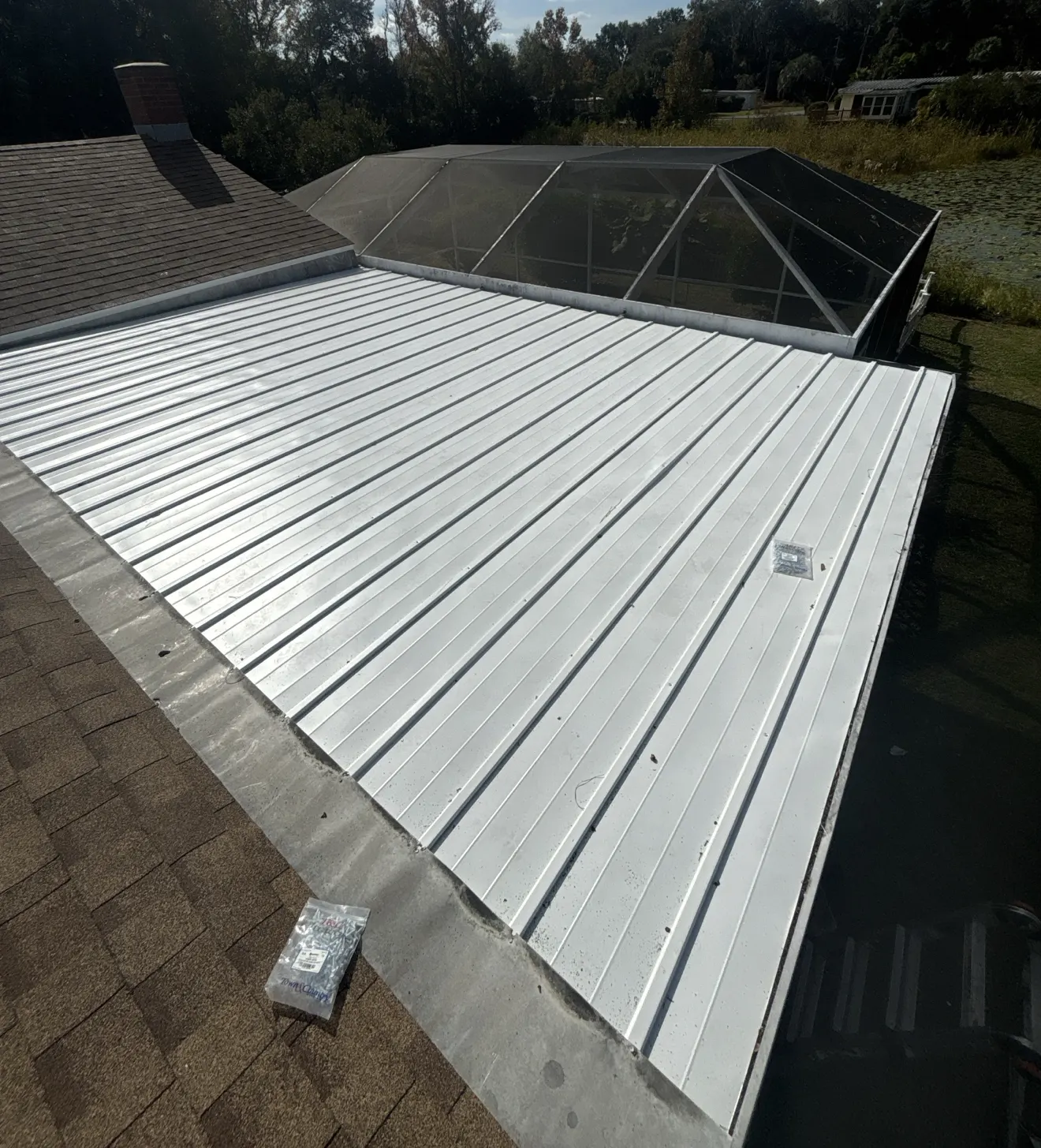 Completed replacement metal roofing section by Destination Roofing in Lecanto, Florida
