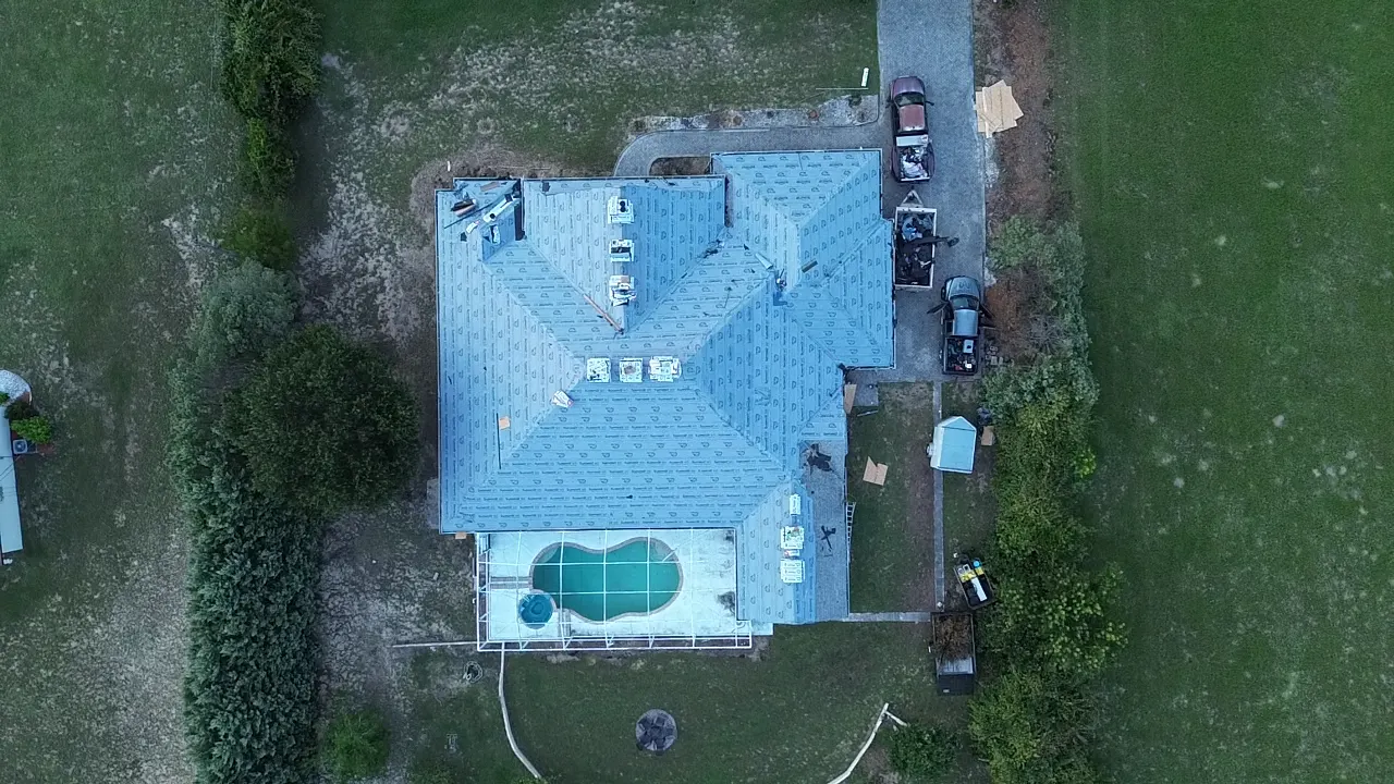 Synthetic roof underlayment installed during a shingle replacement in Beverly Hills, Florida