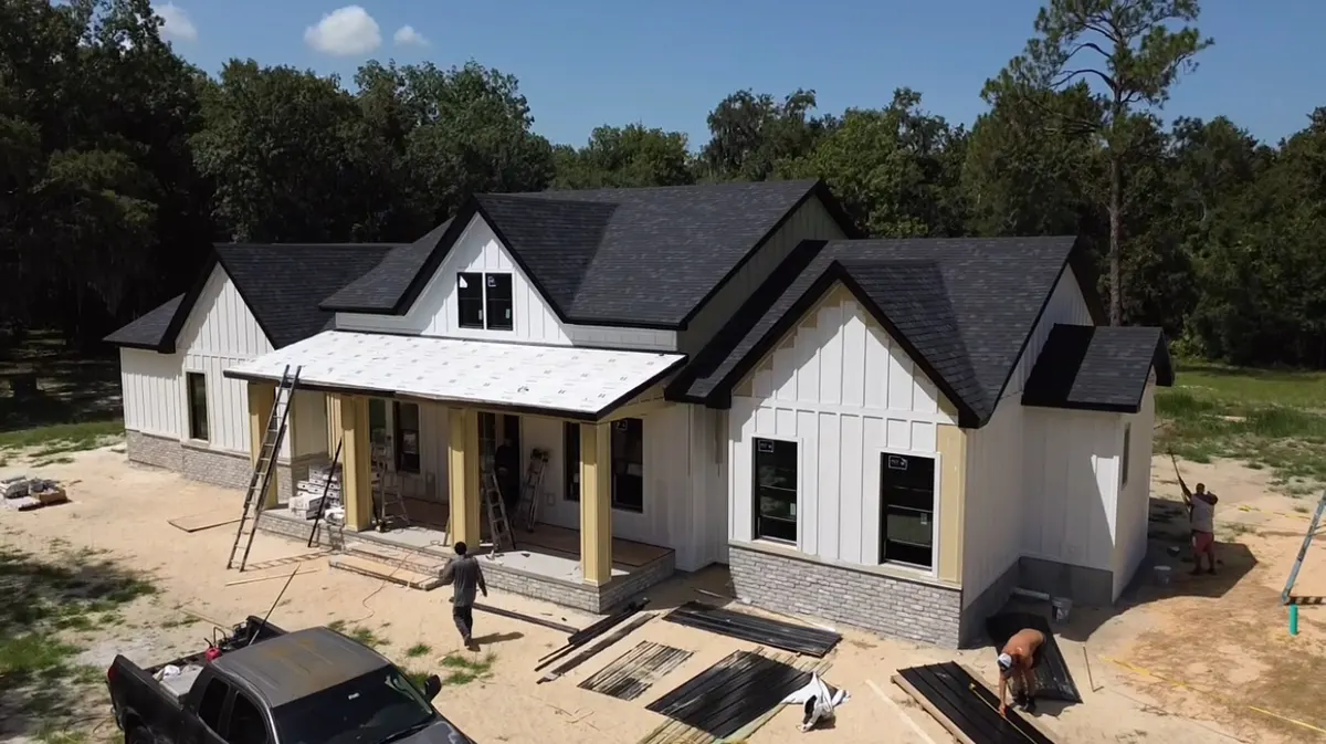 Completed black shingle roof on a new-construction home by Destination Roofing Inc. in Floral City, Florida